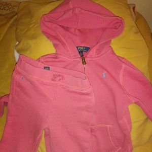 Little girls pink Polo Ralph Lauren sweat suit